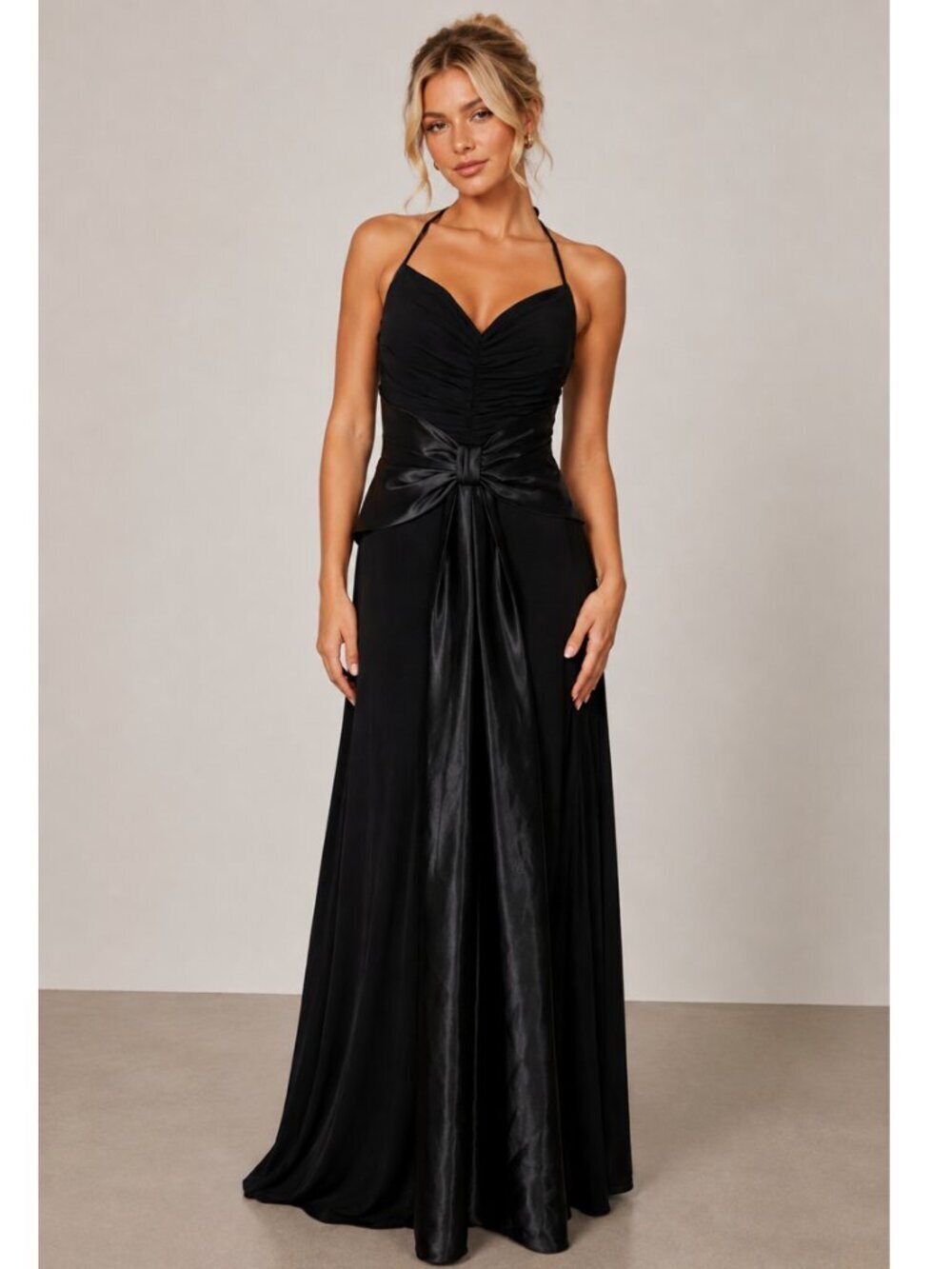 Vintage Y2K Black Dress Gown Formal Maxi Retro XS
